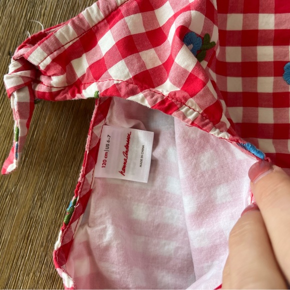 Hanna Andersson Red and White Gingham Checkered Dress size 6-7 - Picture 3 of 6